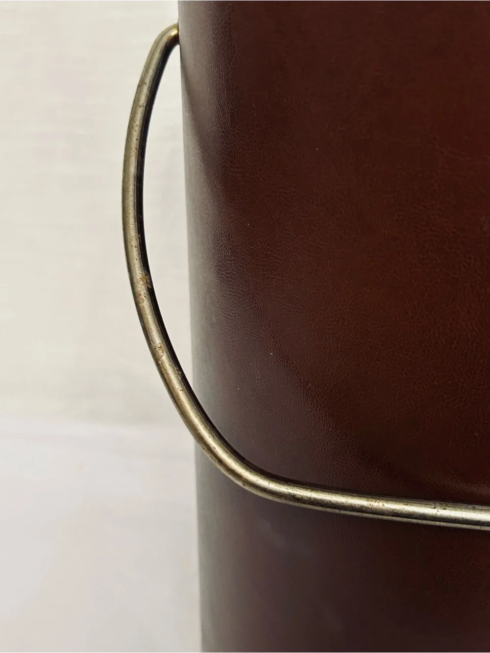 Vintage Large Faux Leather Mid-Century Modern Ice Bucket